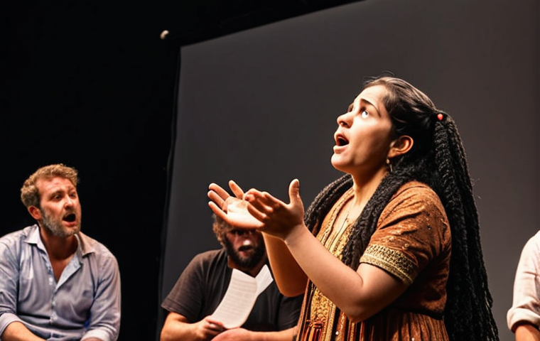 A storyteller passionately narrating a tale with expressive gestures and a captivating voice, audience visibly enthralled.